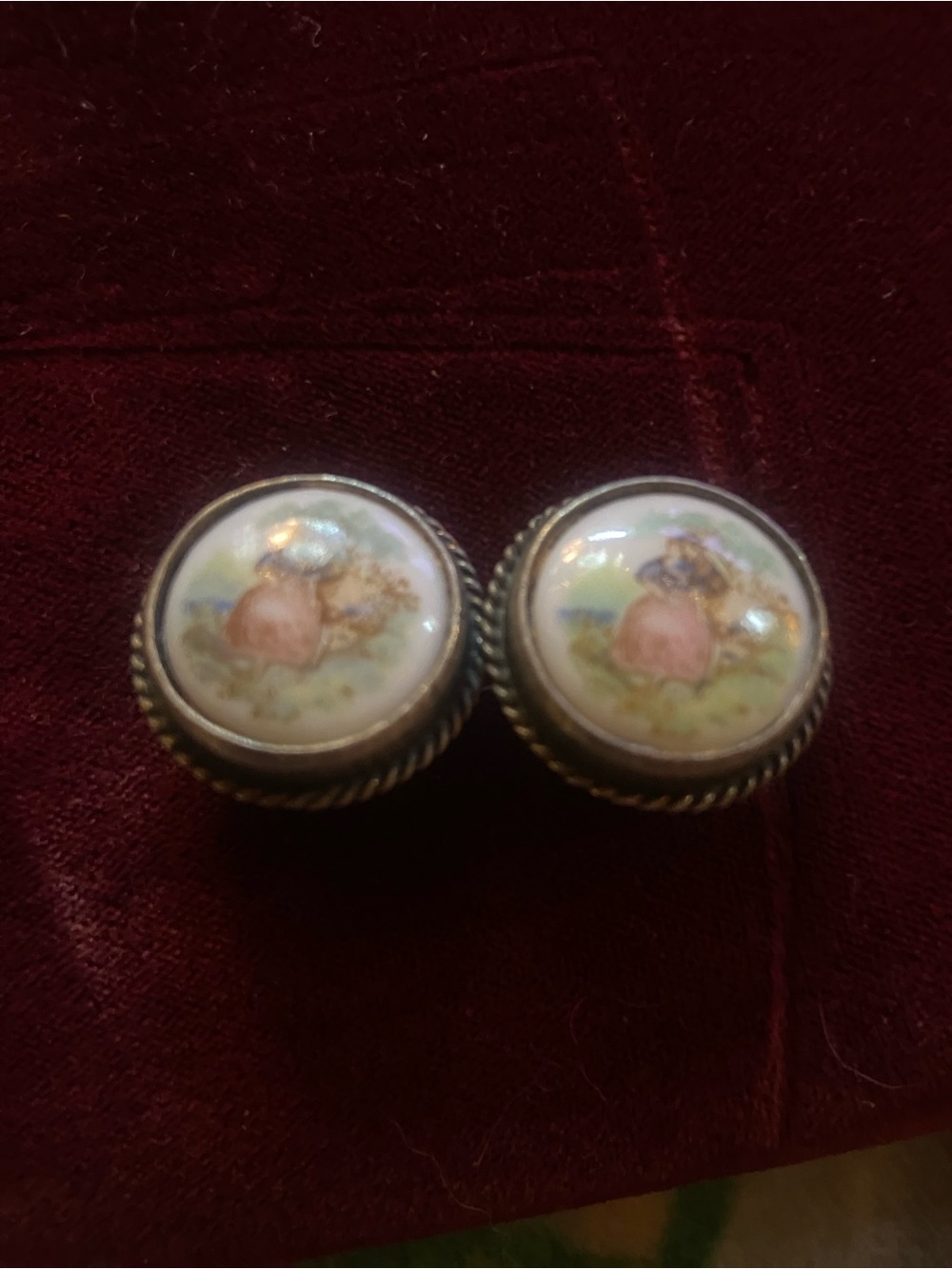 Vintage Fragonard inspired Clip-On Earrings